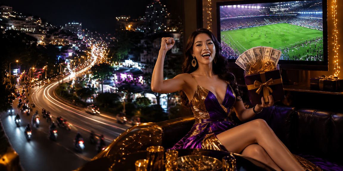Không gian giải trí casino về đêm tại Đà Lạt với ánh đèn neon