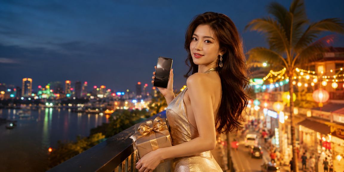 Người dùng truy cập casino di động trong không gian chợ đêm Hà Nội